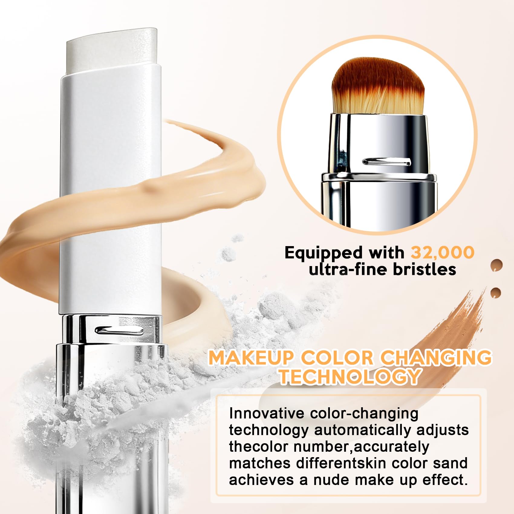 Upgrade 2 in 1 Blanc Cover Cream Stick V - Color Changing Foundation Stick with Volufiline - Hydrating Concealer Base Makeup, Dual-Ended with Built-in Brush, Portable for Daily Use