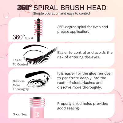 Lash Remover for Lash Extensions 5ml, Eyelash Glue Remover Self-Use at Home DIY Eyelash Extension Remover Non-irritating Soothing Oil Texture Lash Clusters Clear Remover PITHER