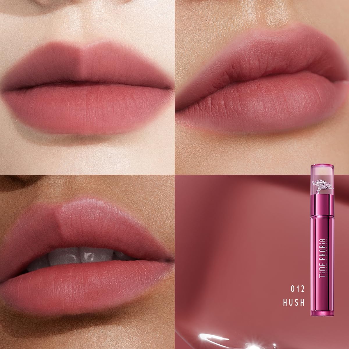 TIMEPHORIA Altera Blurring Tint Lip Stain 012 Hush, Nude Pink Glossy to Soft Matte Finish, Blur Lip Lines, Weightless No-Sticky Airy Velvet Texture, Vibrant Hydrating Long-Lasting Lip Makeup