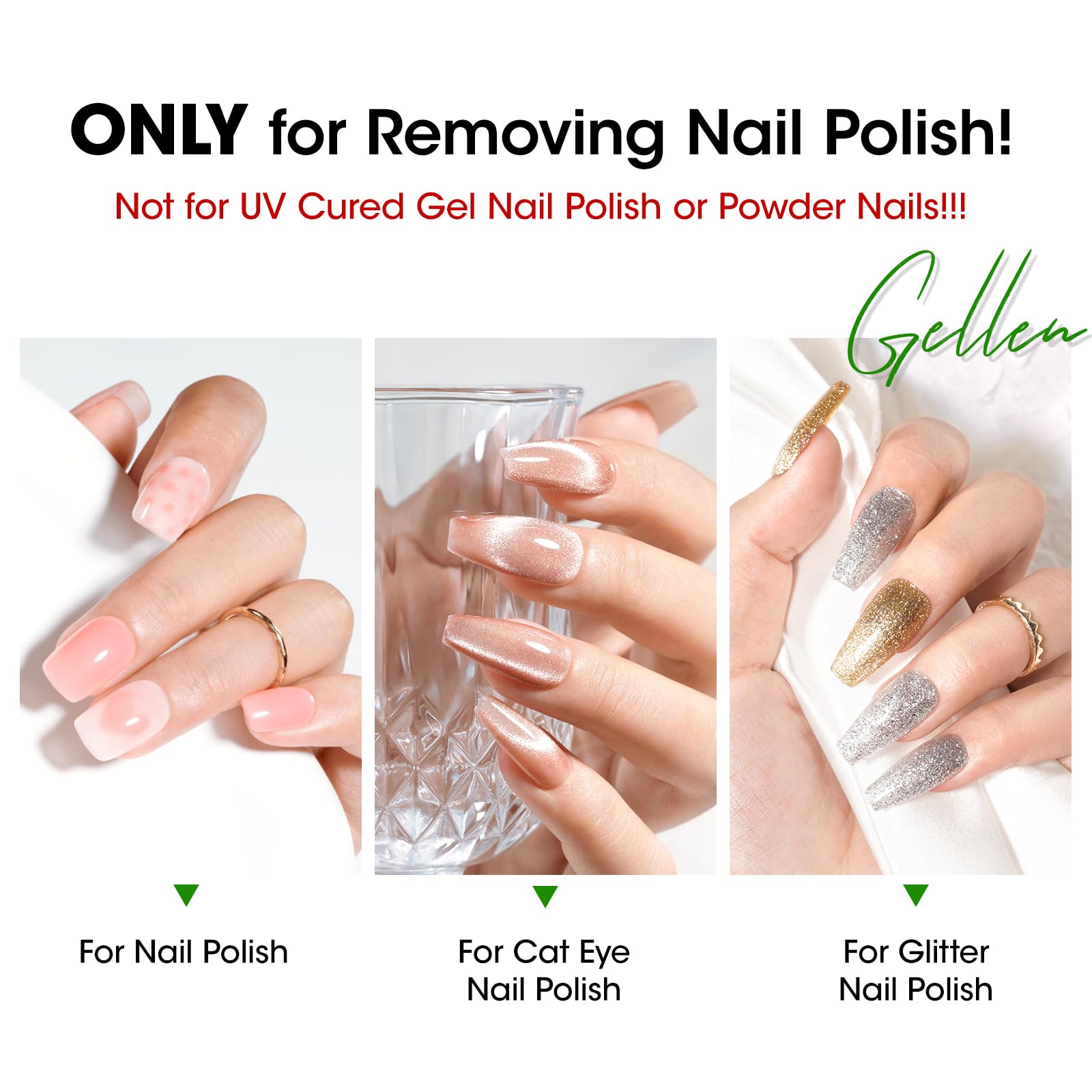 Gellen Nail Polish Remover with Lint Free Nail Wipes, 6.1 Fl.Oz Non Acetone Polish Remover Jasmine Scent, 200PCS Soft Non-Woven Nail Polish Remover Pads in One Kit for DIY at Home Salon Nail Supplies