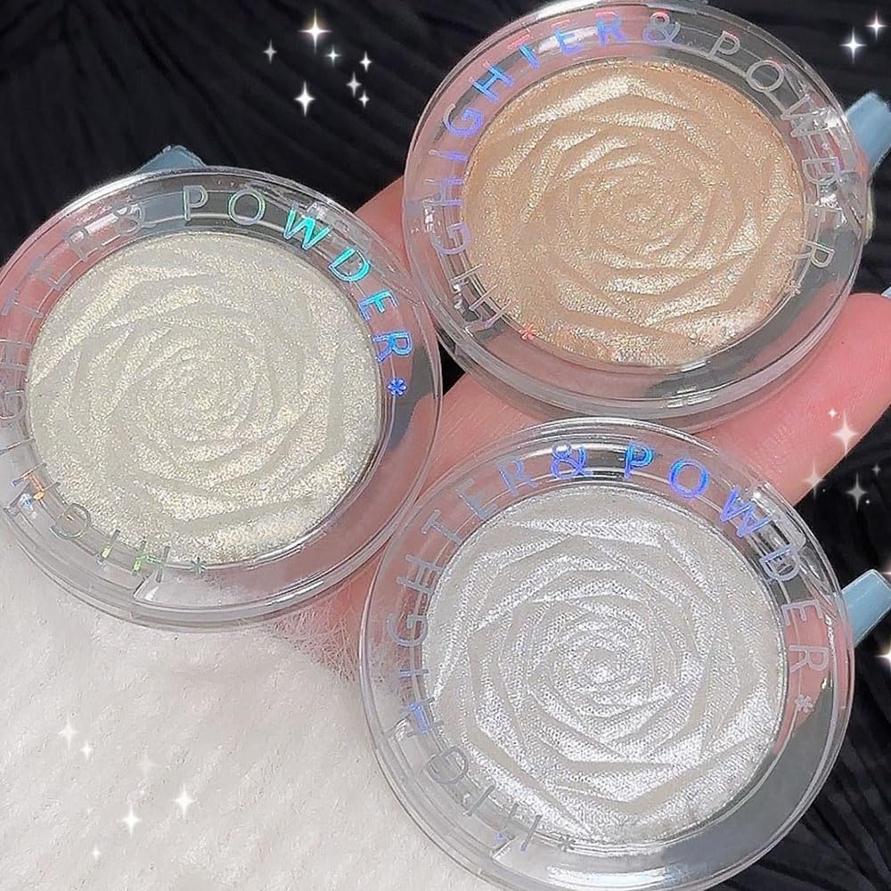 evpct Pearl White Silver Face Highlighter Makeup, White Shimmer Glitter Diamond Sparkly Highlighters Makeup Eyeshadow Palette Powder for Face Body Cheek Skin, inner Corner Eye Highlighter Make up 01