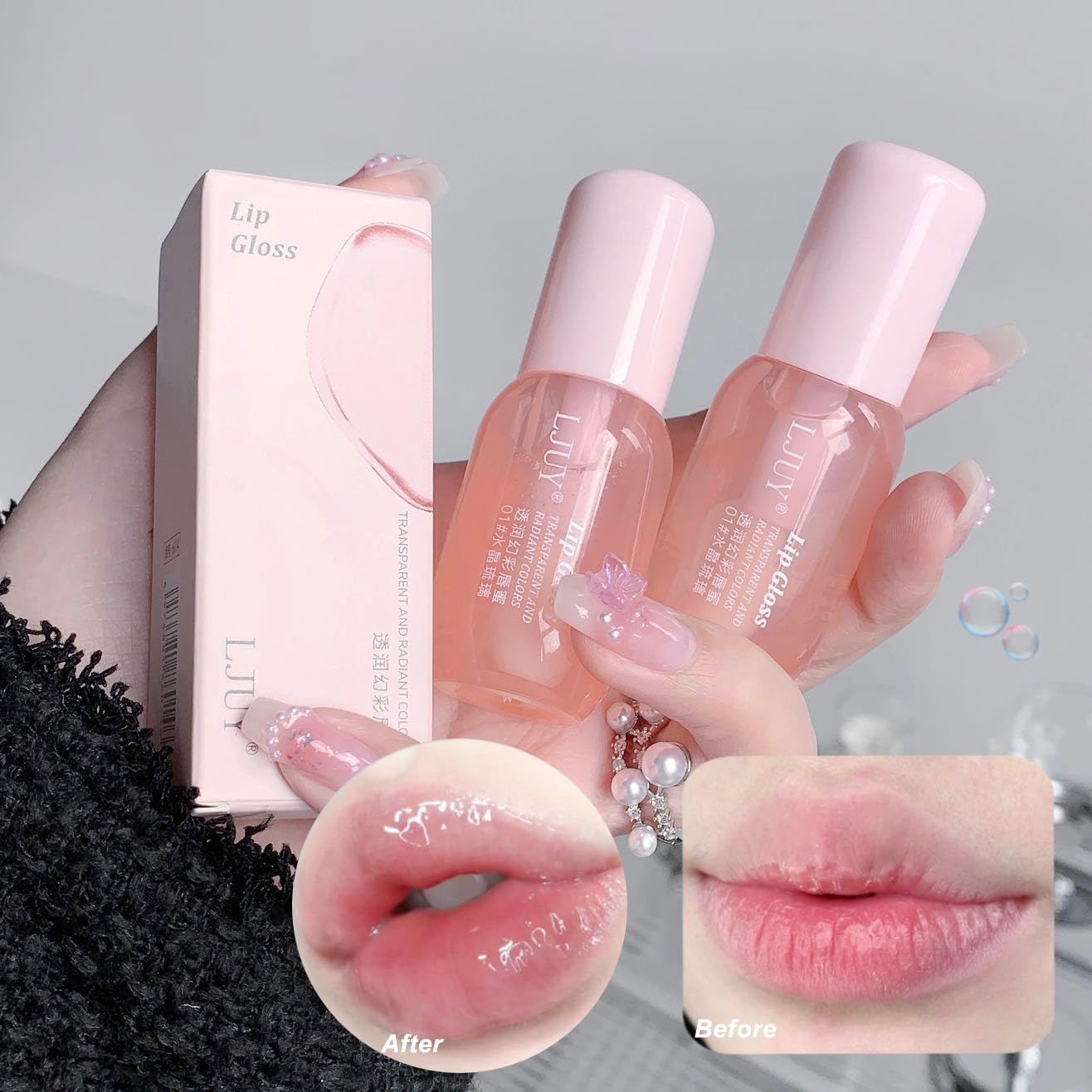 DENESTUP 3 Pcs Lip Gloss Oil Set, Mint Flavor Hydrating Lip Oil Glossy and Shiny Lip Primer Moisturizer Transparent Lipgloss for Women Girls (clear)