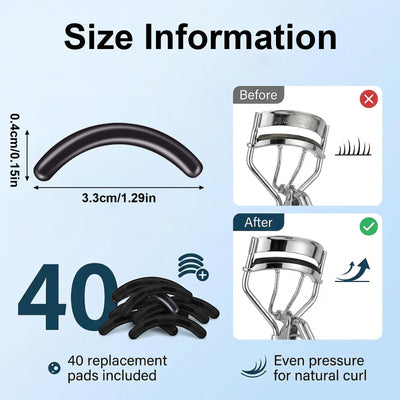 Shuielai 40pc Eyelash Curler Refills, Eyelash Curler Pads Replacement Rubber Inserts for Eyelash Curlers, Black