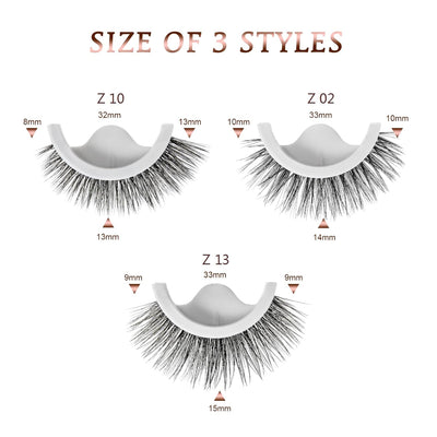 Self Adhesive Eyelashes, Eyelashes with No Glue Needed, False Eyelashes Easy to Wear and Remove (Pack of 3 Pairs)