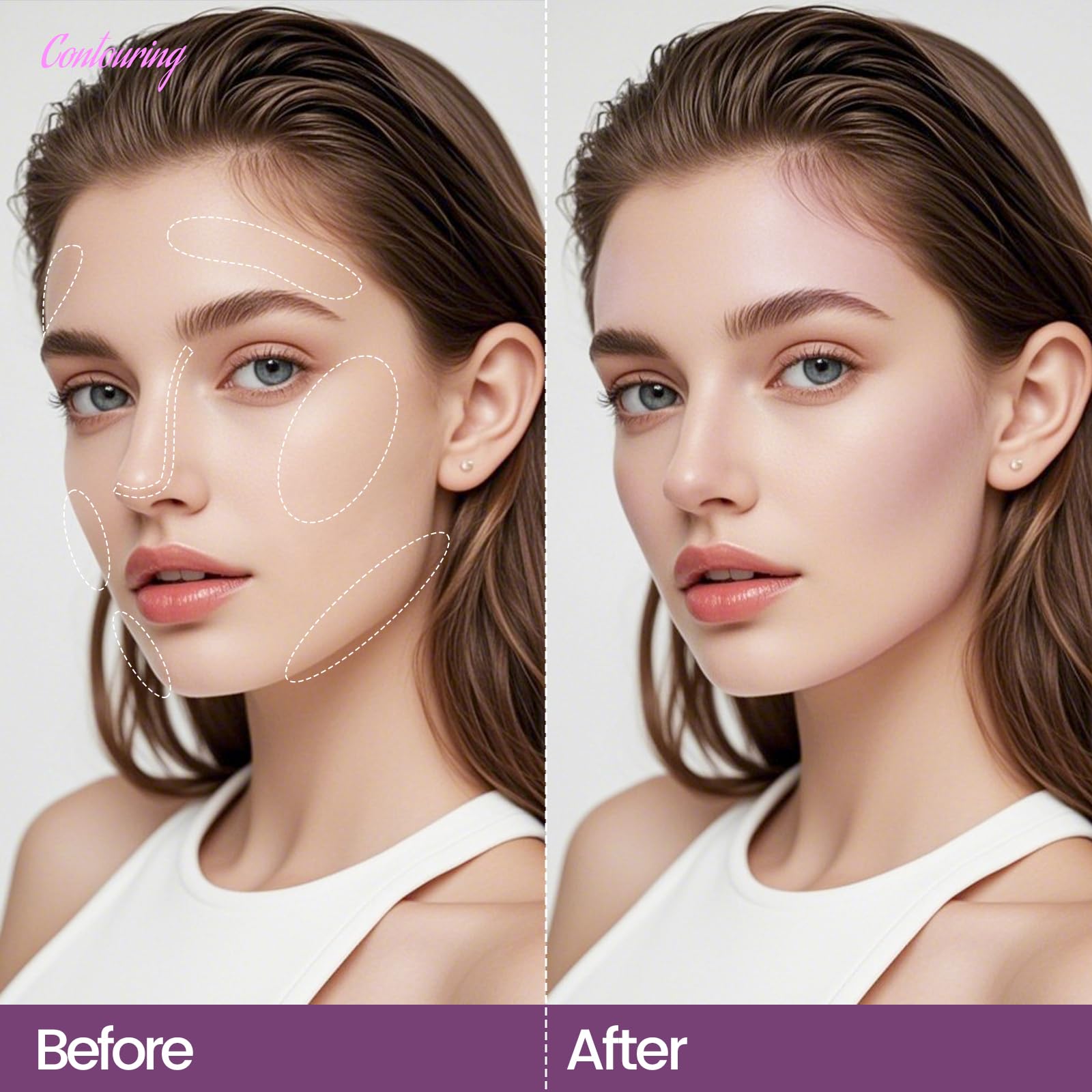 Noerrors Taupe to Mauve Cool Toned Contour Palette, Lightweight Smooth Blendable Matte Grey Pressed Powder Contour for Fair Pale Olive Light Skin, Nose Contouring Face Sculpting Cream Bronzer Makeup