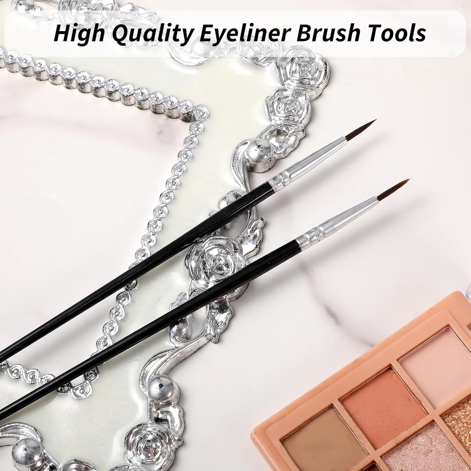 8 PCS Ultra Fine Point Eyeliner Brushes, Portable Eye Liner Makeup Tools for Women, Thin Eyeliner Gel Foundation Brushes, Cosmetic Liner Wands to Accurately Apply Gel and Wet Powder