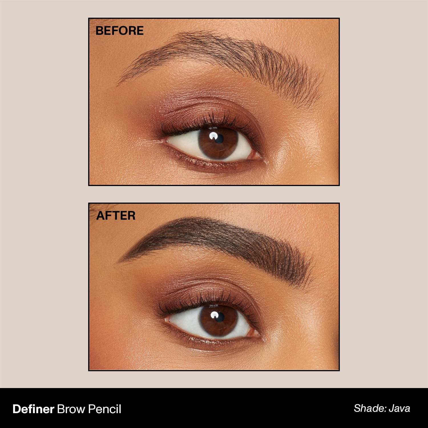 Morphe Definer Dual-Ended Brow Pencil & Spoolie - Eyebrow Pencil with Precision Slanted Tip for Shaping, Defining & Filling - Smooth, No-Tug Formula - Java (0.003 oz)