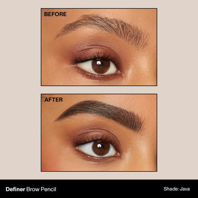 Morphe Definer Dual-Ended Brow Pencil & Spoolie - Eyebrow Pencil with Precision Slanted Tip for Shaping, Defining & Filling - Smooth, No-Tug Formula - Java (0.003 oz)