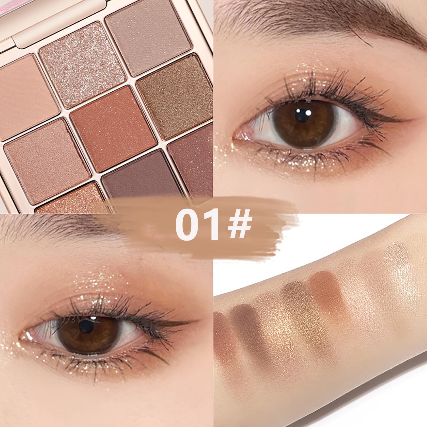 9 Colors Eyeshadow Palette, Matte & Shimmer & Glitter Eye Shadow, Highly Pigmented Silky Smooth Powder Waterproof Long Lasting Makeup Palettes. (Color 1)