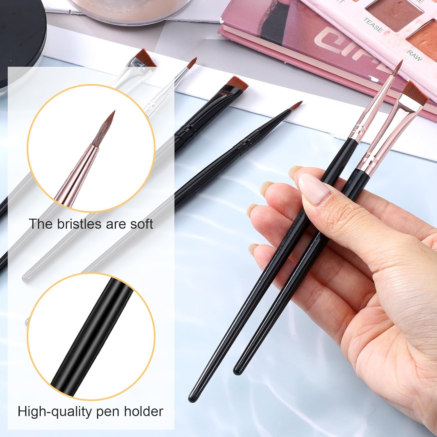 6 Pack Eye Liner Brushes Makeup Fine Point Eyeliner Brush Fine Angled Eyeliners Brush Portable Eye Gel Foundation Brushes Water Activated Graphic Cosmetic Liner Wands for Women