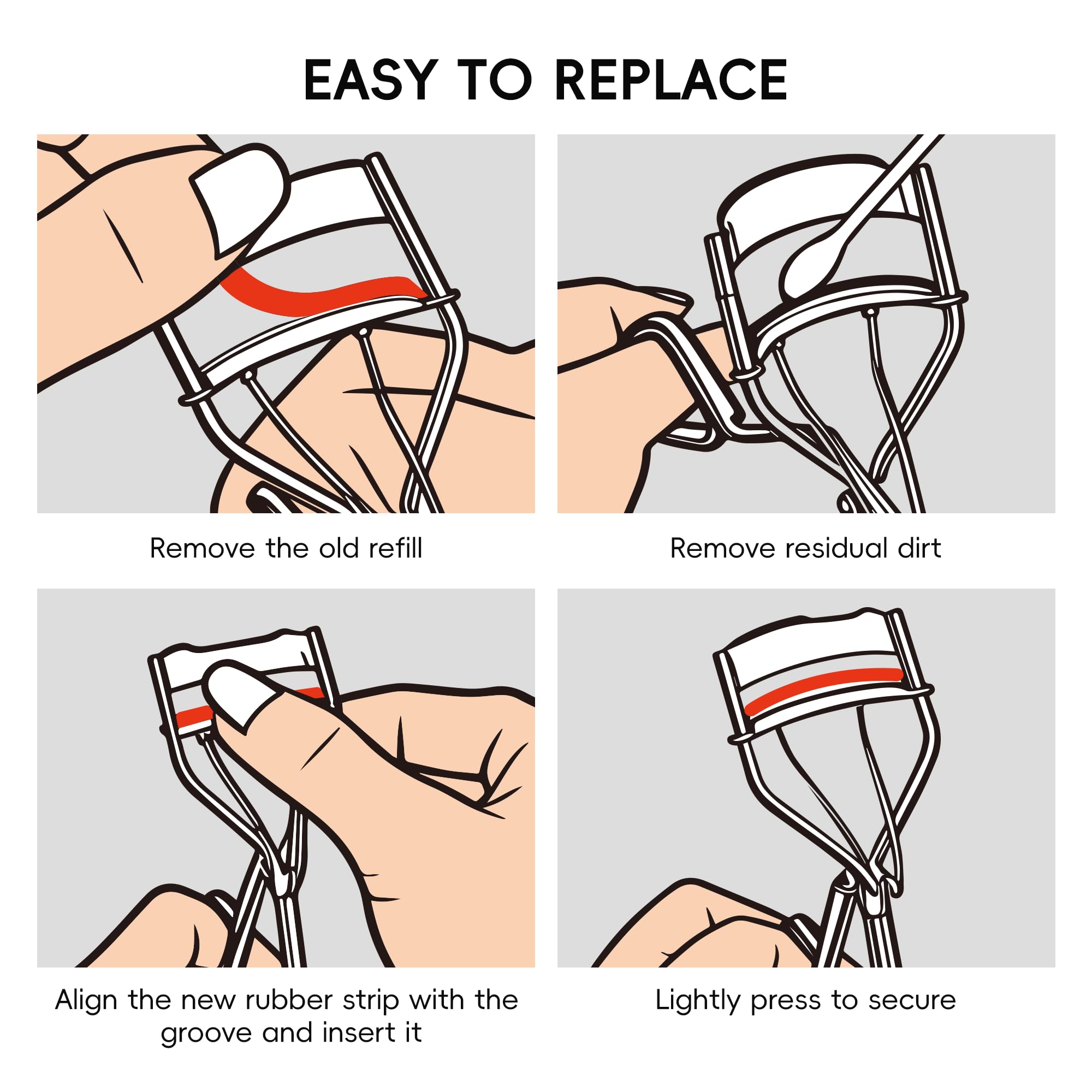 36Pack Eyelash Curler Refill Pads,Compatible with Shiseido and Most Standard Eyelash Curlers,Soft Silicone Gentle on Lashes,Trim-to-Fit Design,Easy to Replace,Curler Replacement Cushions,Black
