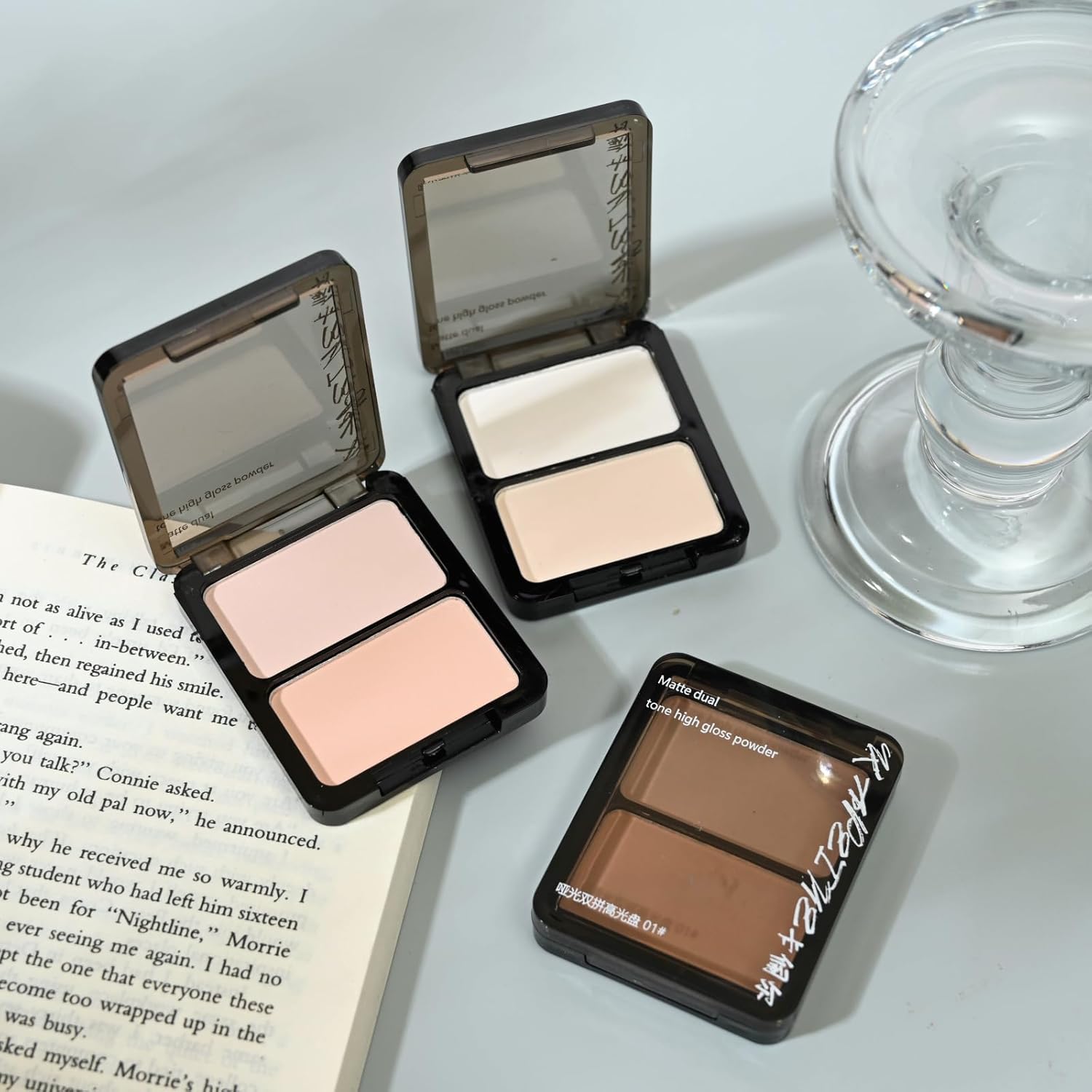 K'APEINE Matte Nude Eyeshadow Palette 2 Colors Light Pink Mini Eye Shadow Duo Face Highlight Bronzer Powder Palette Natural Base Eyeshadow Powder for older Women-02#