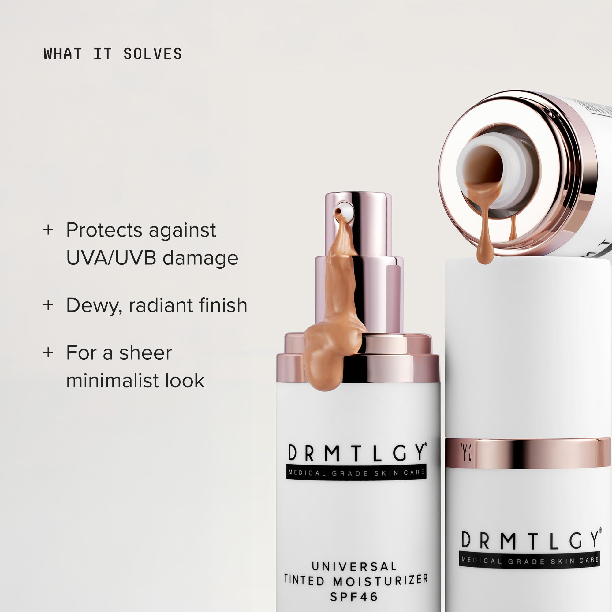 DRMTLGY Universal Tinted Moisturizer SPF 46 – Hydrating Dewy Tinted Sunscreen for Face with Zinc Oxide & Octinoxate – Niacinamide & Hyaluronic Acid – Broad Spectrum Lightweight Daily SPF, 1.7 oz