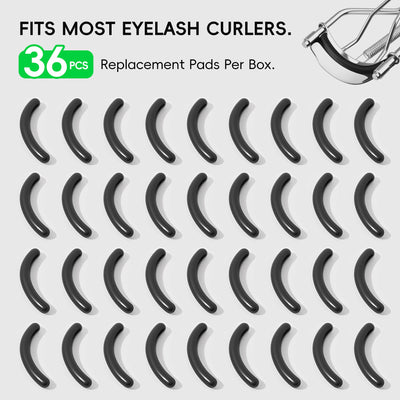 36Pack Eyelash Curler Refill Pads,Compatible with Shiseido and Most Standard Eyelash Curlers,Soft Silicone Gentle on Lashes,Trim-to-Fit Design,Easy to Replace,Curler Replacement Cushions,Black