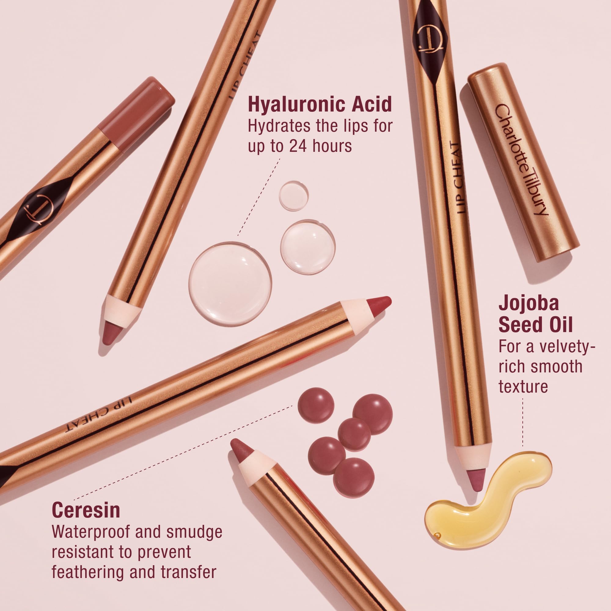 Charlotte Tilbury Lip Cheat Lip Liner Pencil - Gives Lips a Fuller-Looking, Defined Pout - Enriched with Jojoba Oil & Hyaluronic Acid - Waterproof, Smudge-Proof & Transfer-Proof - Pillow Talk Medium