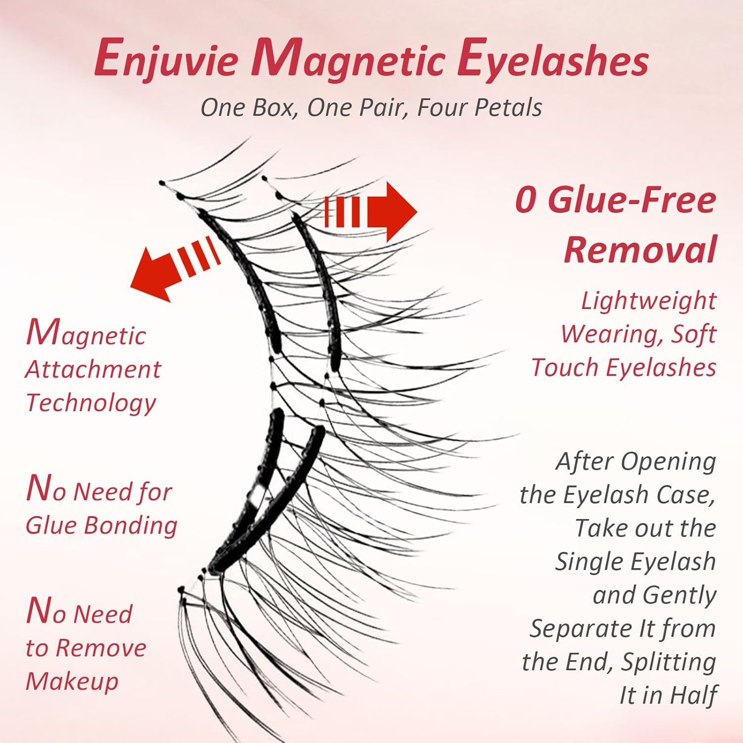 Magnetic Eyelashes Kit Asian with Applicator, Reusable No Glue Lashes, Natural Look Lashes Set, Easy to Wear and Remove (Cherry Blossom Black【Flower Gift Box】+ Styling Liquid)