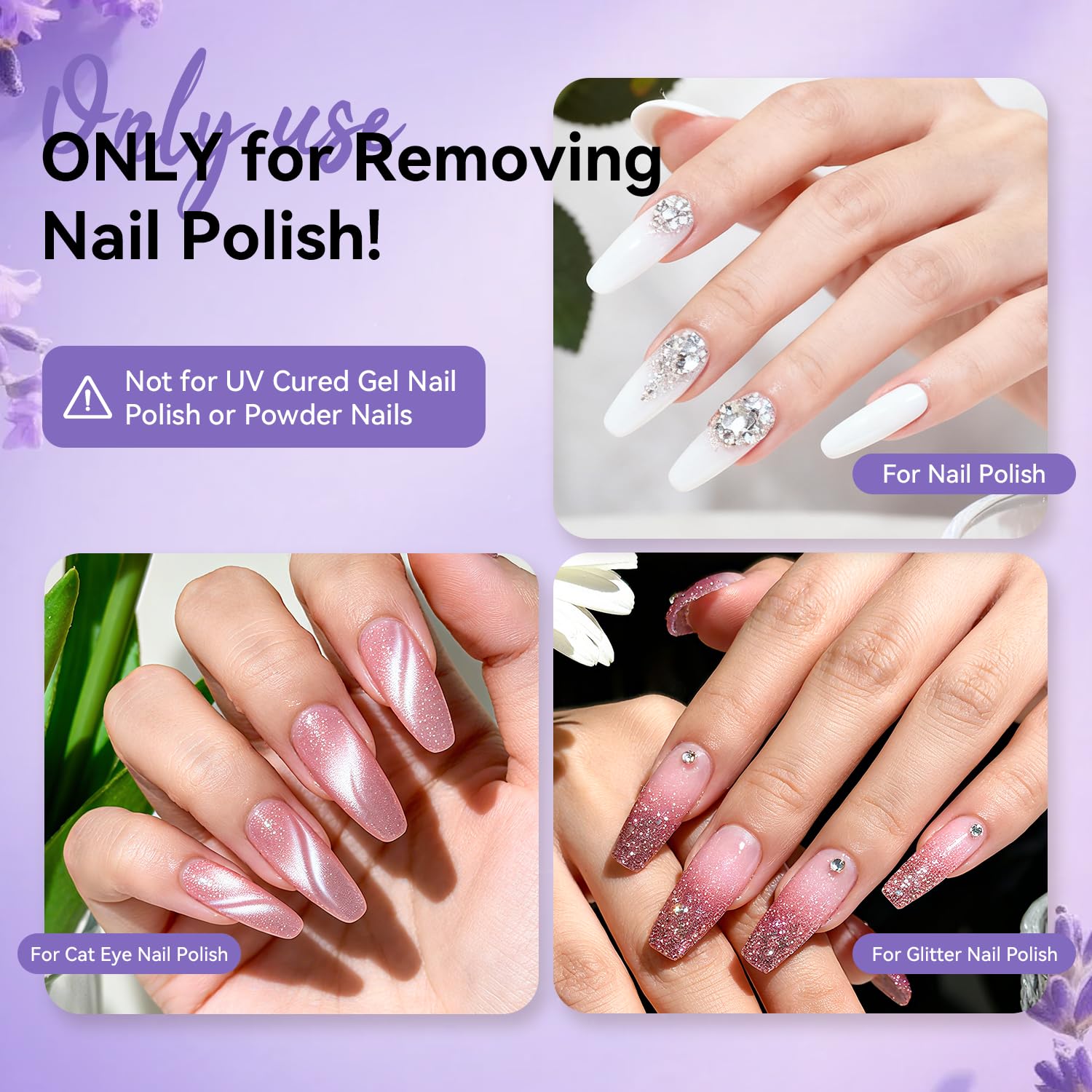 OpenLive Lavender Scent Nail Polish Remover, 180ml Non Acetone free Nail Polish Remover for Regular Nail Polish with Easy Push-down Pump, 6.08 Fl Oz