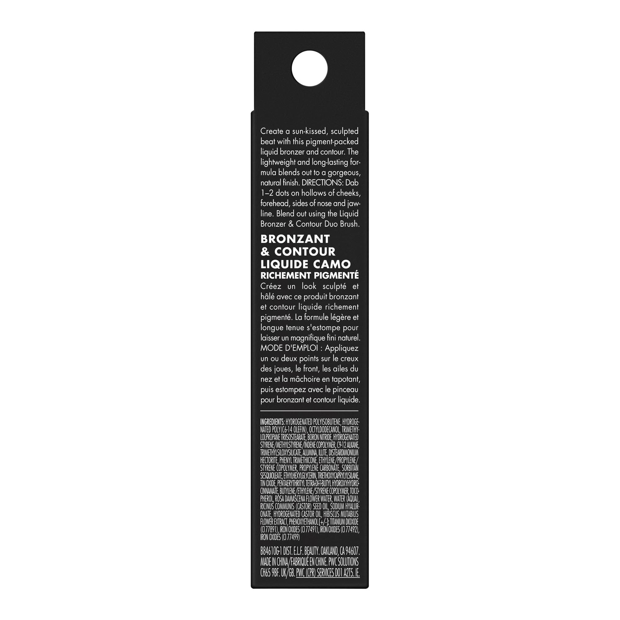 e.l.f. Camo Liquid Bronzer & Contour, Silky Pigmented Formula, Long-Lasting Glow for A Sun-Kissed, Sculpted Finish, Vegan & Cruelty-Free, 2 Fair/Light