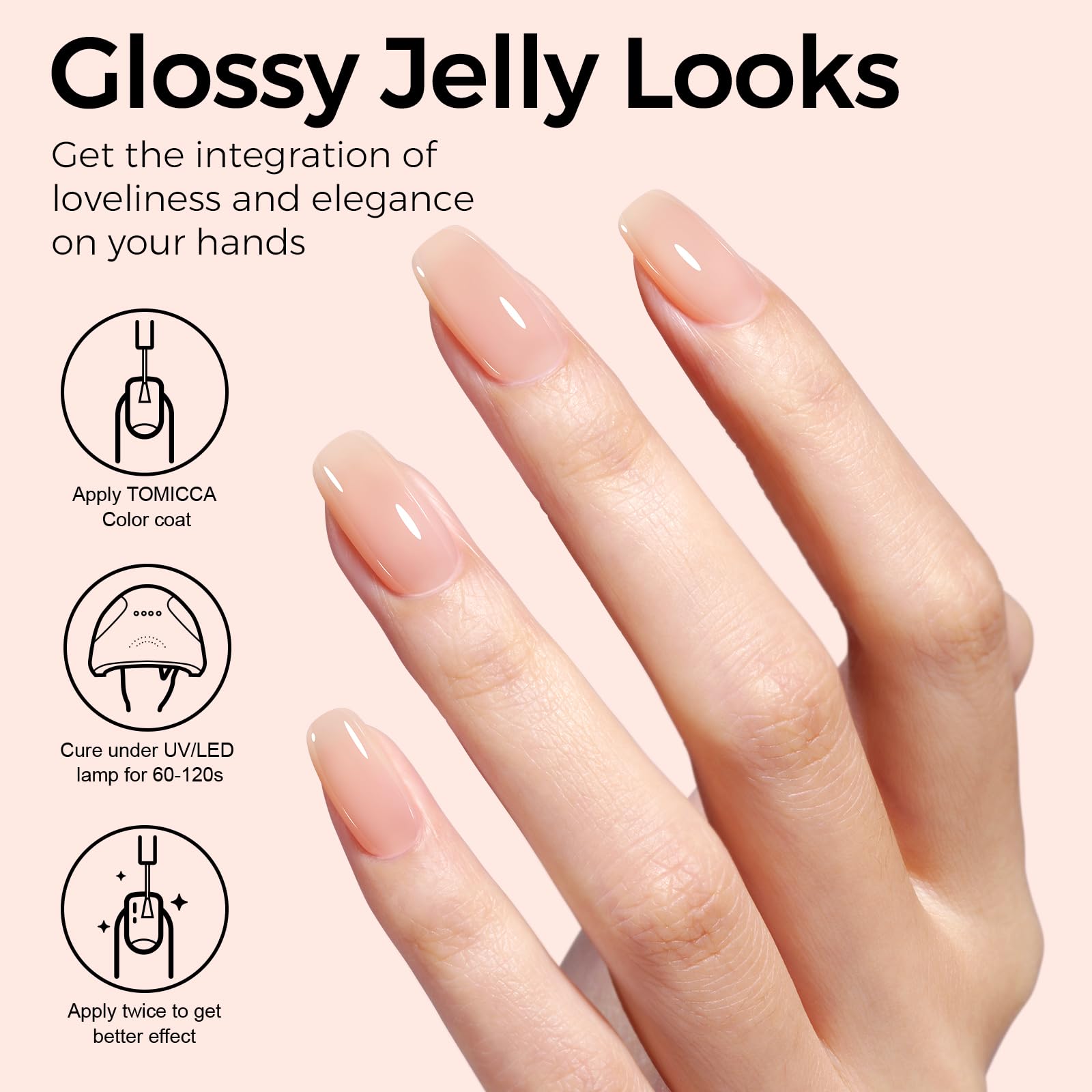TOMICCA Nude Gel Nail Polish,15ml Light Nude Gel Polish,Soak Off Uv Led Cure Needed，Color Long Lasting Translucent Nail Art Manicure French Salon Diy Design Gifts For Woman