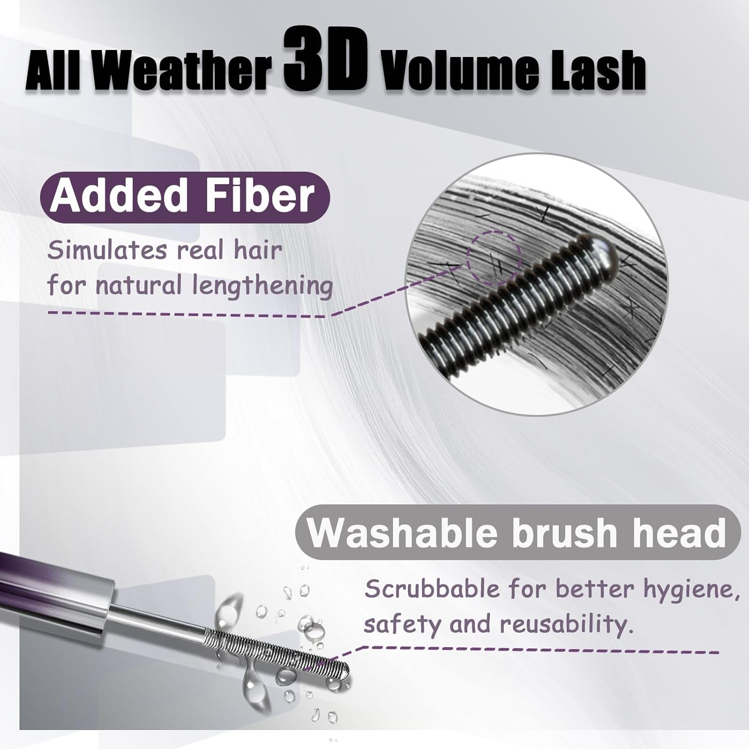 Iron Wand Mascara, Metal Wand Mascara, 3D Curling Metal MascaraWand, Clump-Free, Waterproof & Smudge-Proof Formula For Naturally Long, Thick Lashes