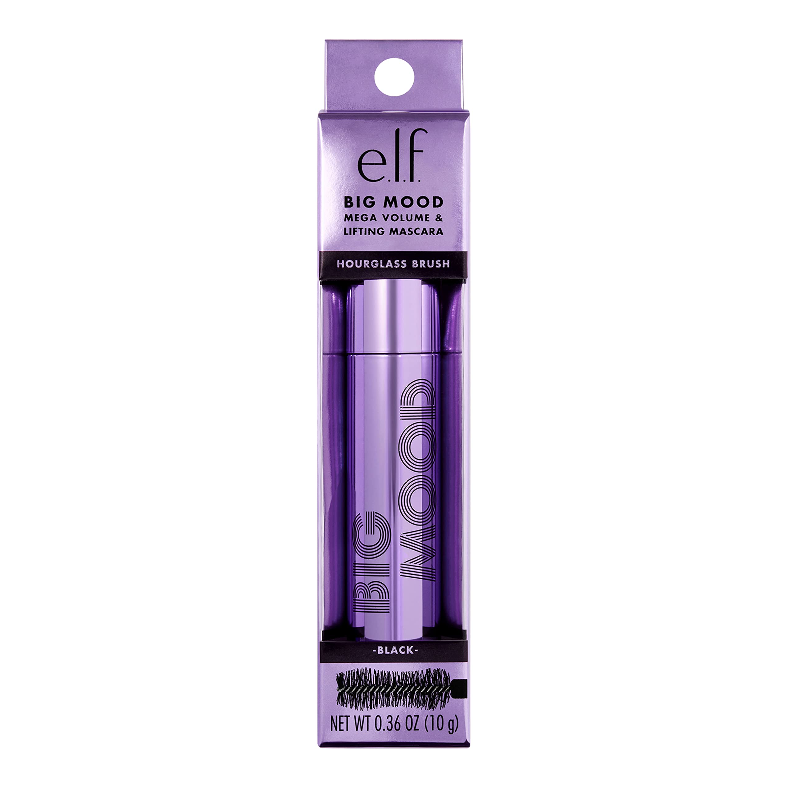 e.l.f. Big Mood Mascara, Instantly Creates Long-Lasting, Bold & Lifted, Voluminous Lashes, Infused with Jojoba Wax, Black, 0.30 fl Oz