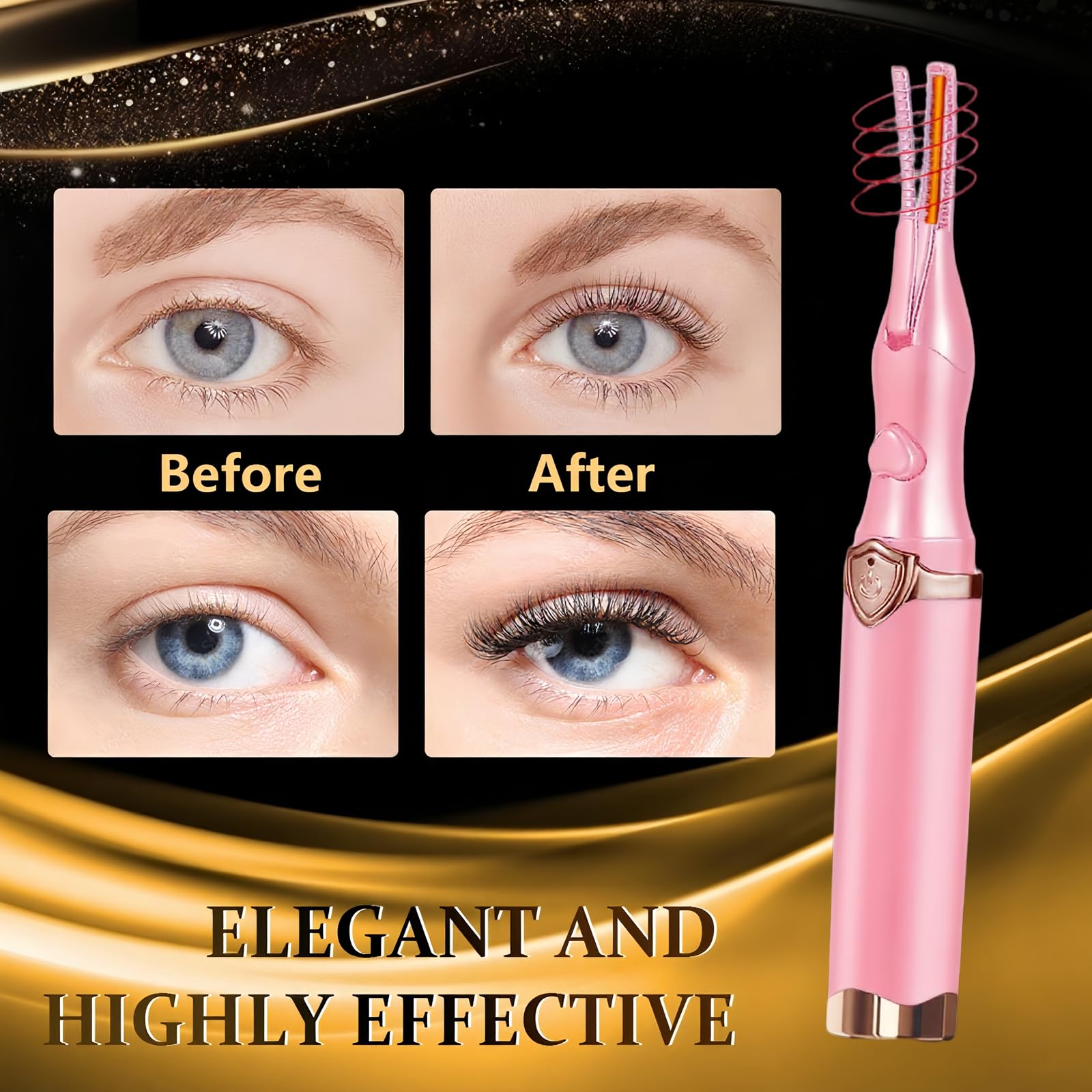 Heated Eyelash Curler - 2-in-1 Clip-Type Design, 3 Temperature Modes, Natural Curling 24H Long-Lasting Curl, Gift for Women & Girls, Light Pink DA