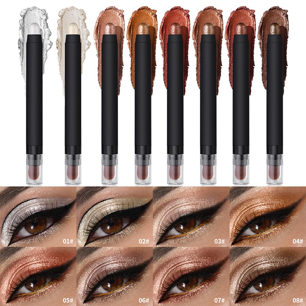 Dual-Ended Eyeshadow Stick, Waterproof Creamy Powder Shadow for Highlight and Contour, Long-Lasting Smudge-Proof, Vegan, Easy Blendable, 0.17 Oz (3#, 1 Count (Pack of 1))