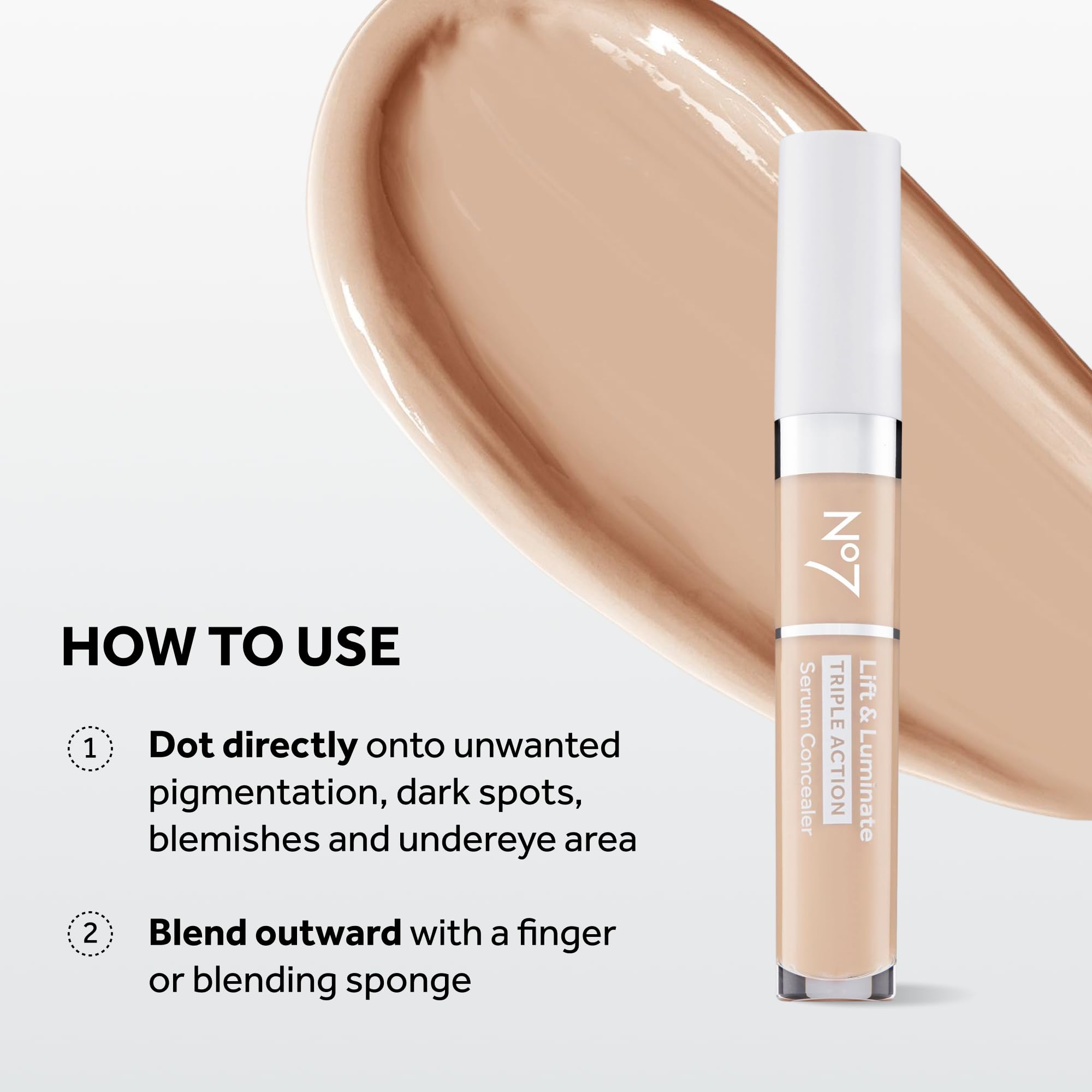 No7 Lift & Luminate Triple Action Serum Concealer - Fair - Anti Aging Liquid Concealer Makeup for Blemishes & Dark Circles - Medium to Full Coverage Concealer for Face (8ml)