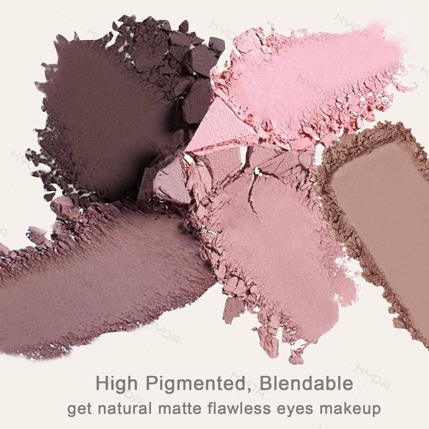 KYDA 12 Colors Grey Pink Eyeshadow Palette with Brush, High Pigment Matte Shimmer Pink Brown Eye Shadow, Netural Brown Eyes Palette for Women, Soft Blendable Powder Eyeshadow, Korean Eyes Makeup