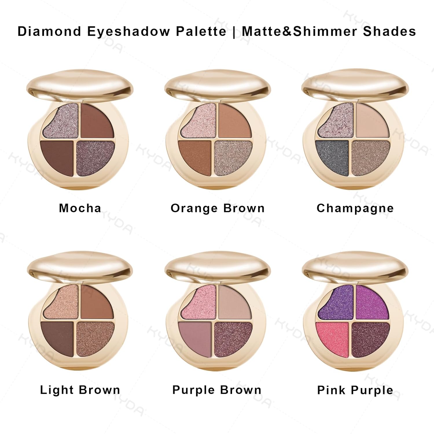 KYDA 4 Colors Eyeshadow Palette, Neutral Eyeshadow, High Pigmented Eyes and Cheeks Palette for Women, Pearl Metallic Glitter Mini Makeup, Lasting Blendable Smokey Eyes Shadow, Champagne