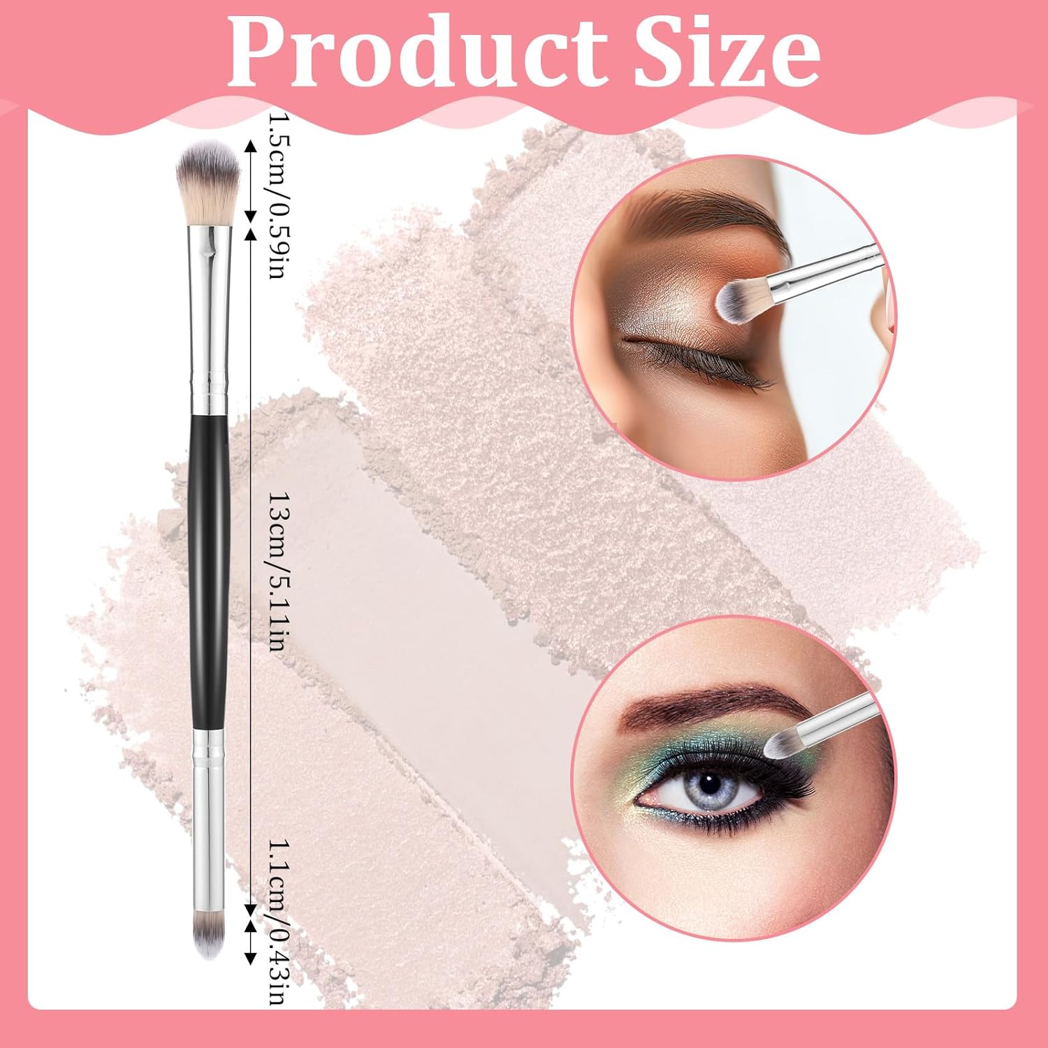 Eyeshadow Brush Smudge Brushes 2 in 1 Eyeshadow Double Ended Blending Brushes Eye Makeup Brush Firm Small Pointed Foundation Applicator Soft Synthetic Bristles for Concealer Eyebrows Eyeliner