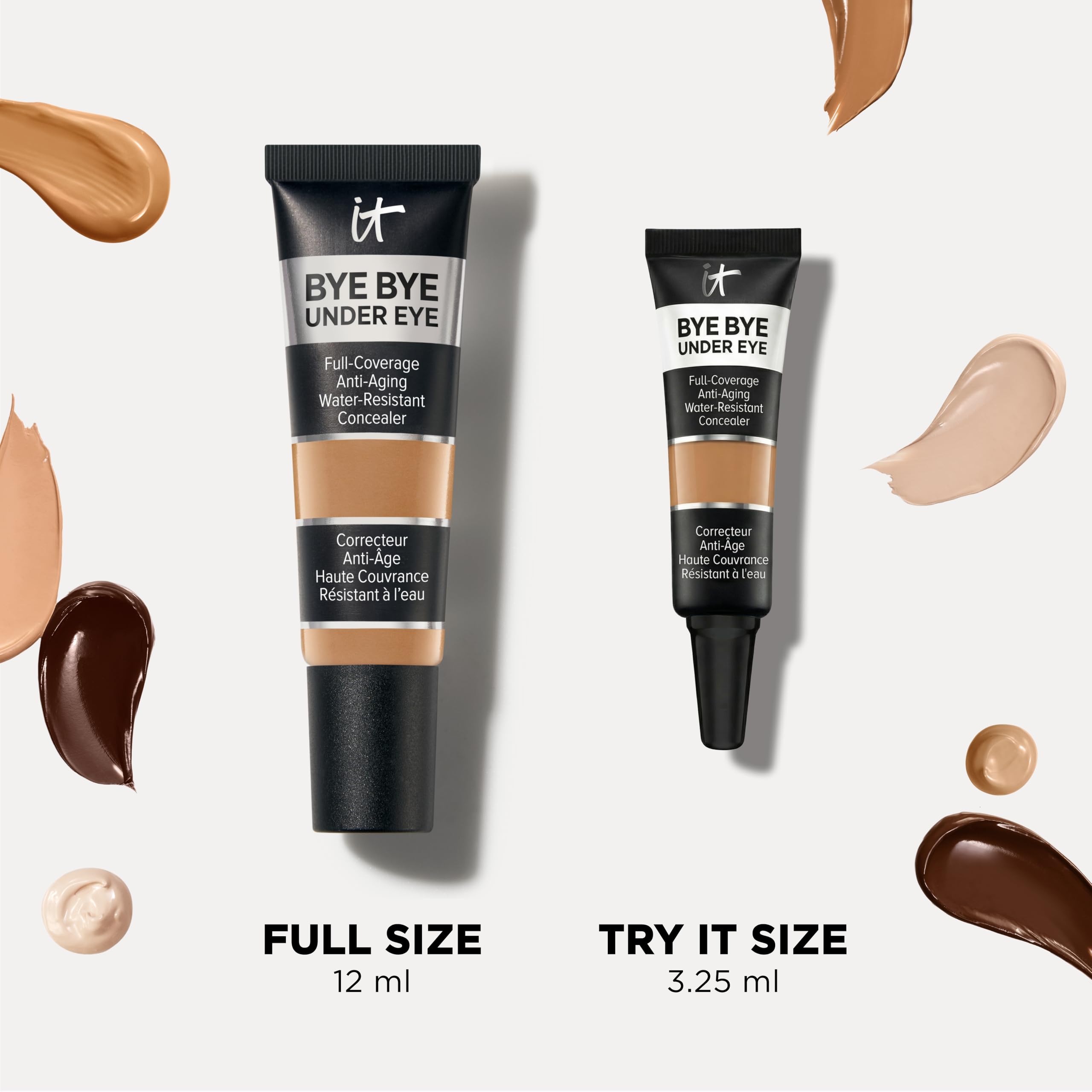 IT Cosmetics Bye Bye Under Eye Concealer Travel (Light Natural) - Waterproof, Full Coverage Brightening Concealer For Dark Circles, Fine Lines, Redness & Discoloration, Anti-Aging 24H Wear- 0.11 fl oz