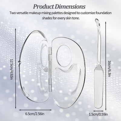 2 PCS Transparent Acrylic Makeup Mixing Palette with Sealed Storage – Liquid Foundation Holder, Nail & Pigment Blending Board