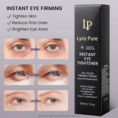 Lynz Pure Instant Eye Tightener, Temporary Firming Eye Cream & Makeup Primer, Smoothes Fine Lines & Minimizes Pores, No Filter Eye Primer 1 Fl Oz