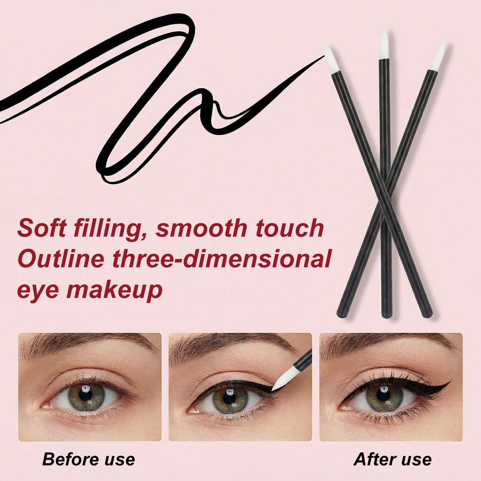 100 PCS Eyeliner Brushes, Fine Point Eyeliner Brush Kit, Disposable Eyeliners Applicator Tool for Precise Eye Makeup, Eyeshadow Applicators, Black Nylon Eye Liner Brushes