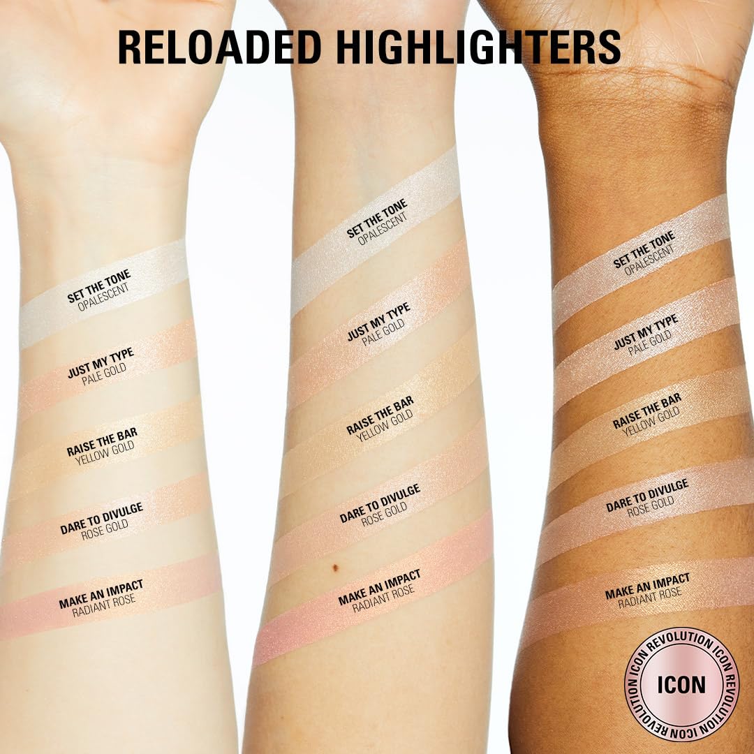 Revolution, Reloaded Pressed Powder Highlighter, Intensely Pigmented for a High-Impact Dewy Finish, Dare to Divulge, 0.22 oz
