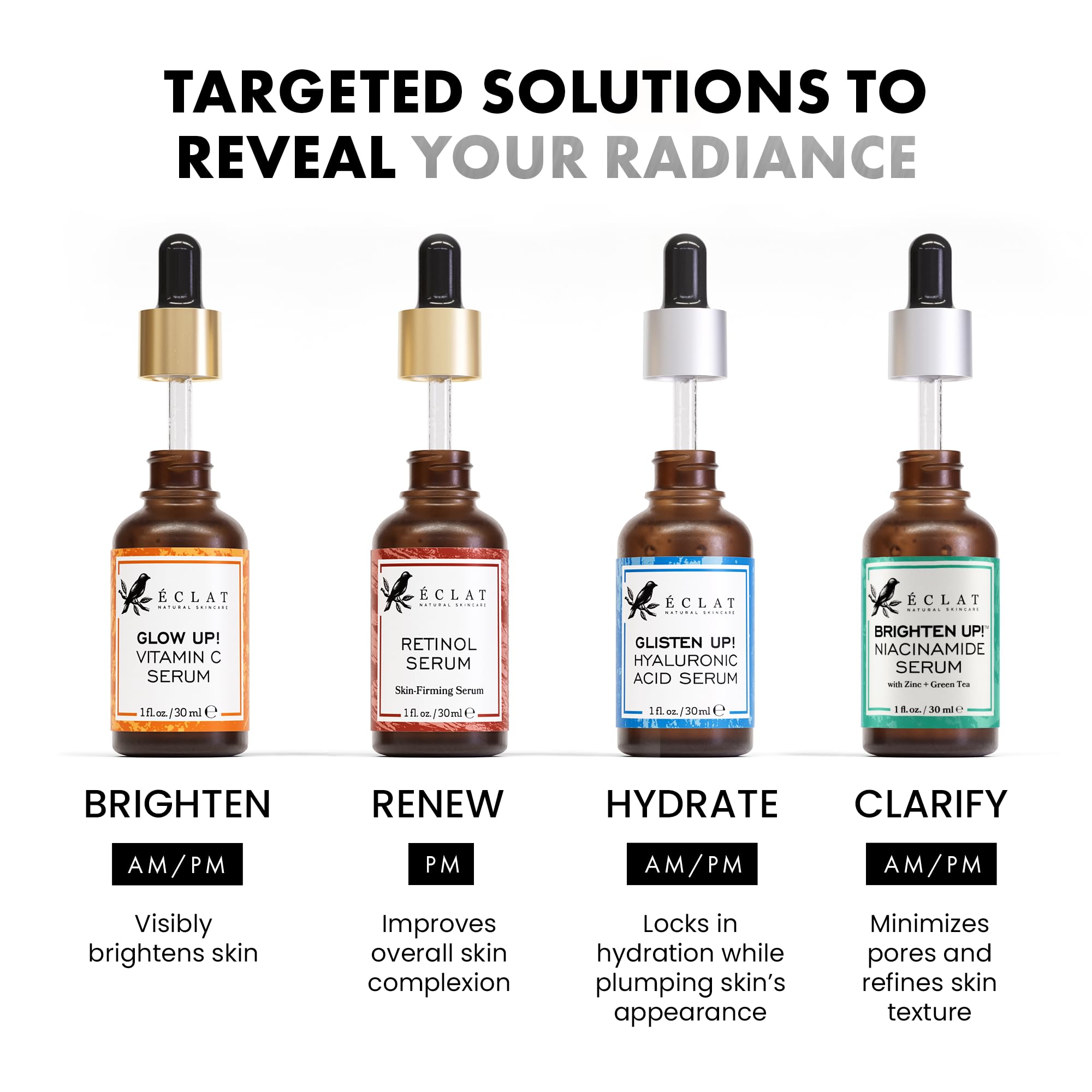 Eclat Skincare Hydrating Hyaluronic Acid Serum for Face – 2.5% Hyaluronic Acid + 3% B5, Green Tea & Jojoba Oil - Moisturizing & Plumping Formula for Radiant & Smoother Skin 1 Fl Oz