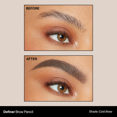 Morphe Definer Dual-Ended Brow Pencil & Spoolie - Eyebrow Pencil with Precision Slanted Tip for Shaping, Defining & Filling - Smooth, No-Tug Formula - Cold Brew (0.003 oz)