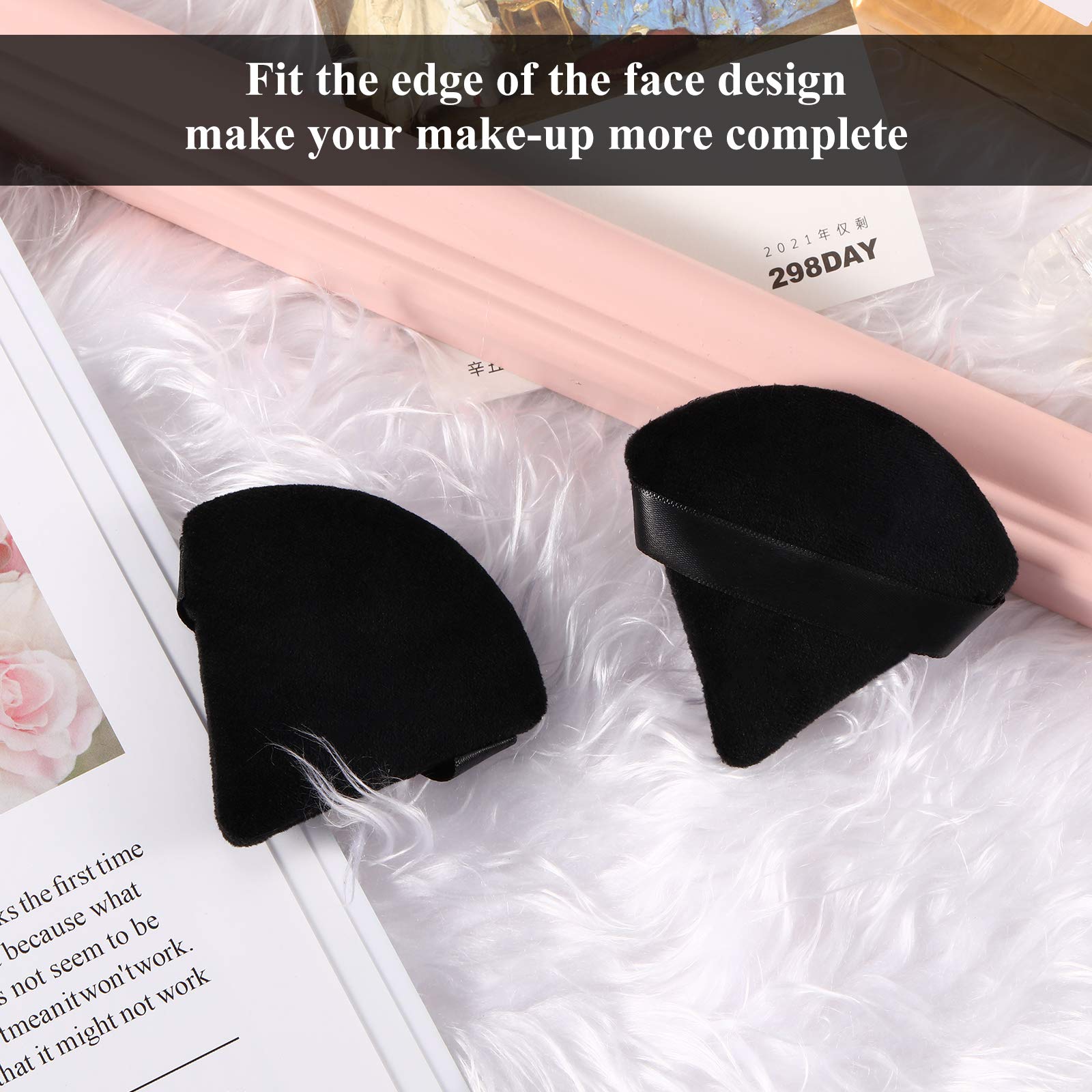 Maitys 12 Pcs Powder Puff Triangle for Face Makeup Cosmetic Loose Powder Puff Velour Soft Body Washable Reusable Foundation Sponge Wet Dry Makeup Tool for Women(Small,Black)