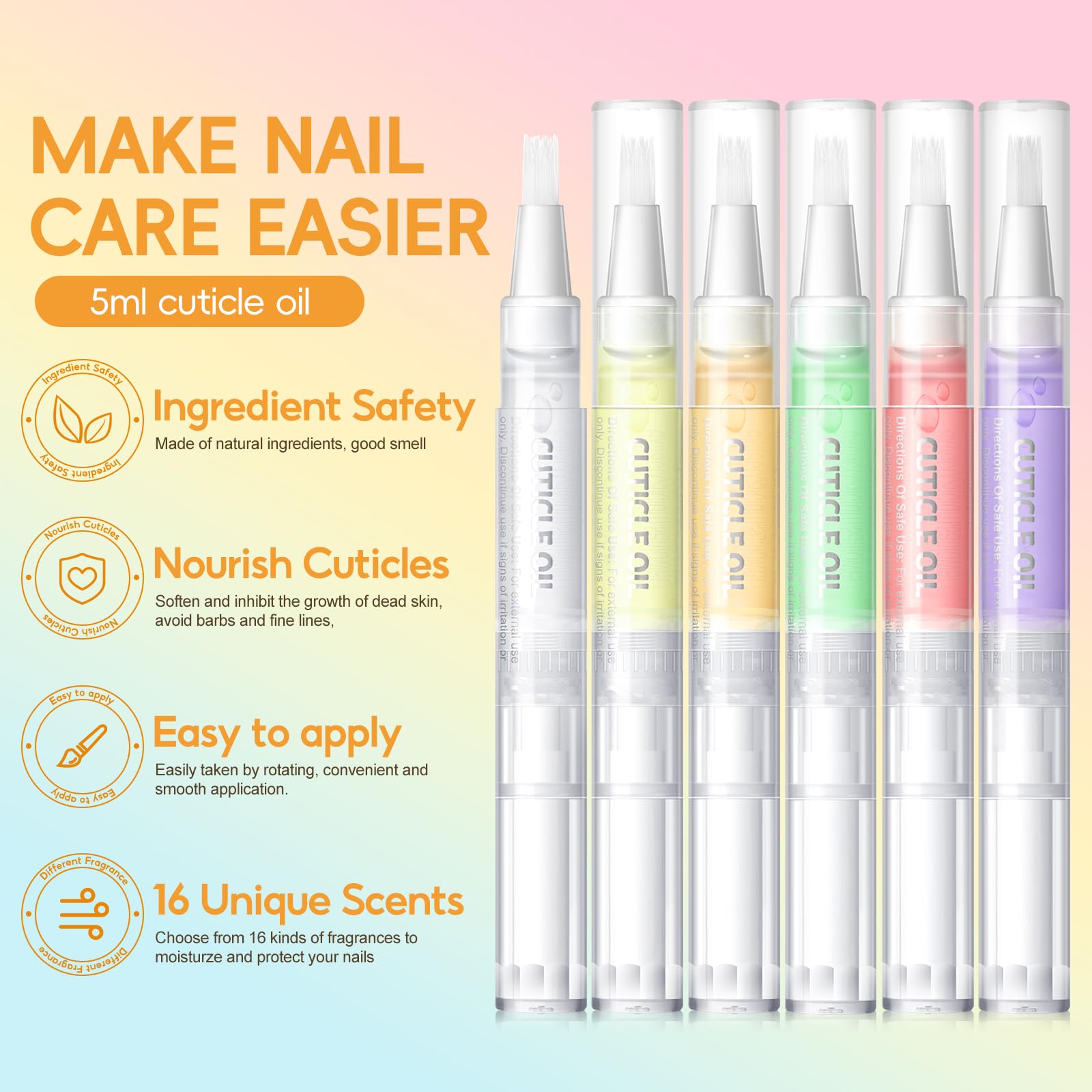 COSCELIA 16 PCS Cuticle Oil Pen for Nails Cuticle Revitalizer Oil Pens Set Nail Care Nourishment Treatment Moisturized Repair Pen Bulk Manicure Tools for Gel Nails Gifts for Women