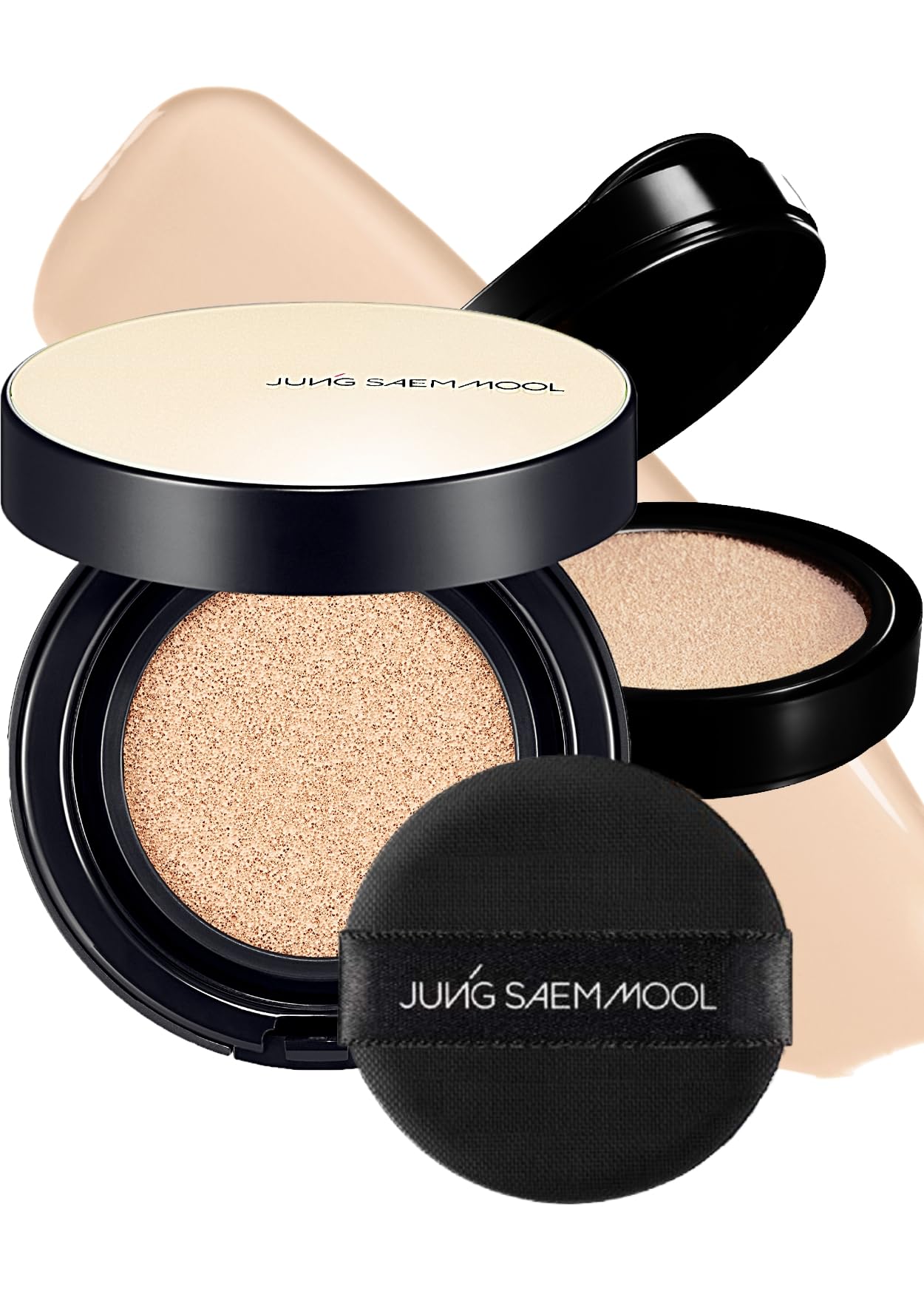 JUNG SAEM MOOL Essential Skin Nuder Longwear Cushion 0.98 Fl Oz, Refill Included, 24H Lasting Cushion Foundation with High Coverage, Semi-Matte Natural Finish, Korean Foundation Makeup (Fair Light)