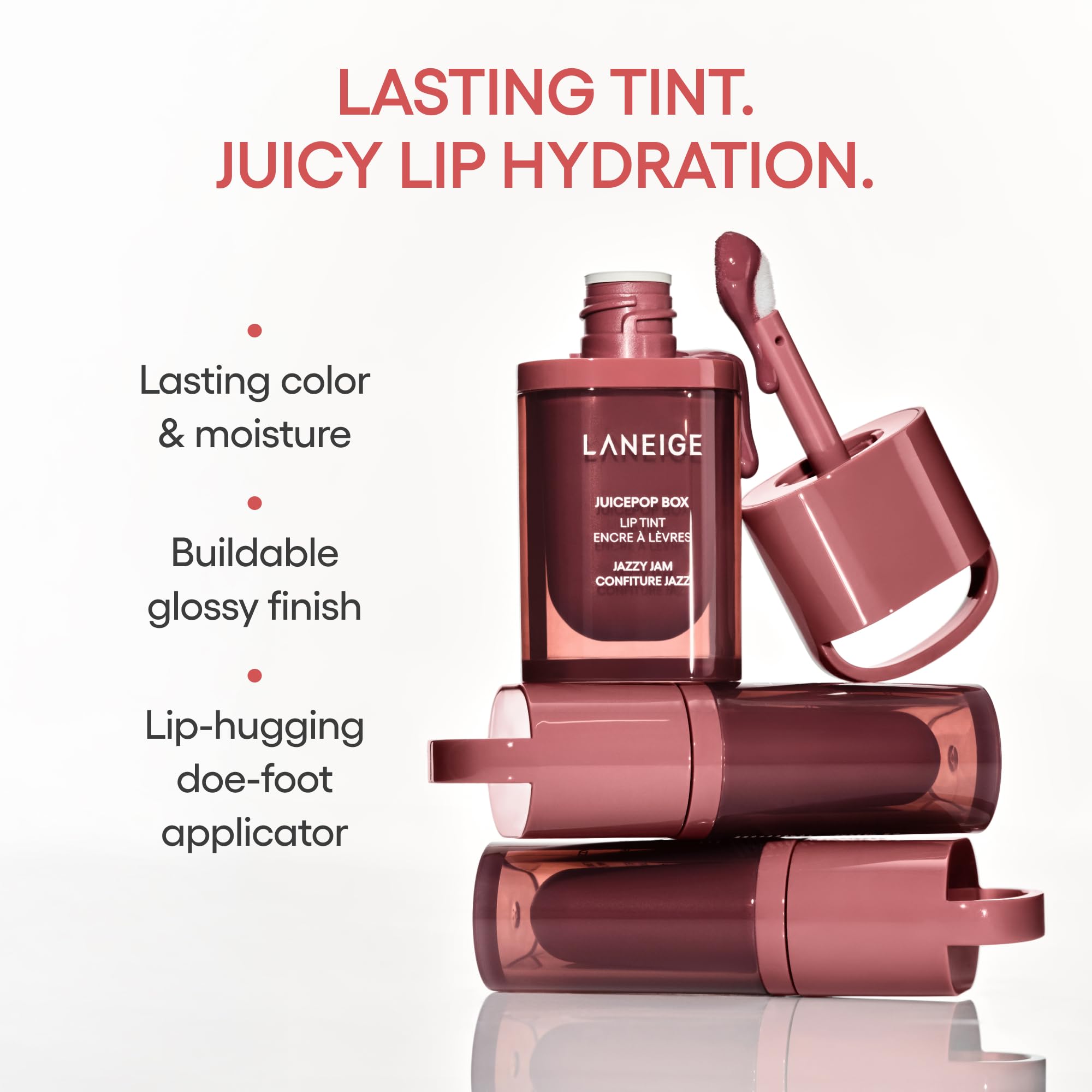LANEIGE JuicePop Box Korean Lip Tint: Long-Lasting Hydrating Lightweight Tint, Buildable Juicy Color & Nourishing Shine, K-Beauty Lip Essential for Long-Lasting Comfort, Lo-Fi Mauve