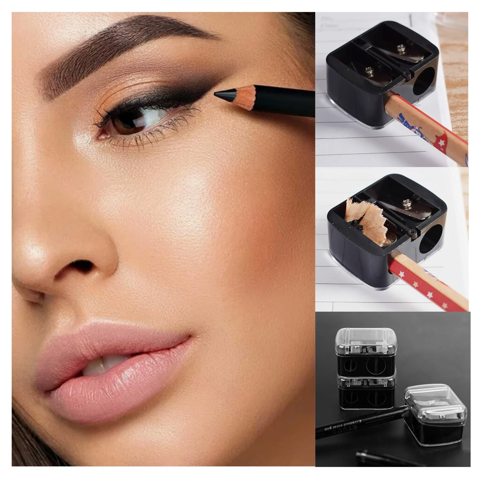 2 Pcs Eyeliner Sharpener,2 Holes Makeup Sharpener,Make up Pencil Sharpener,Eyeliner Pencil Sharpener,for Lip Liner,Eyebrow Pencil,Eyeliners Pencils