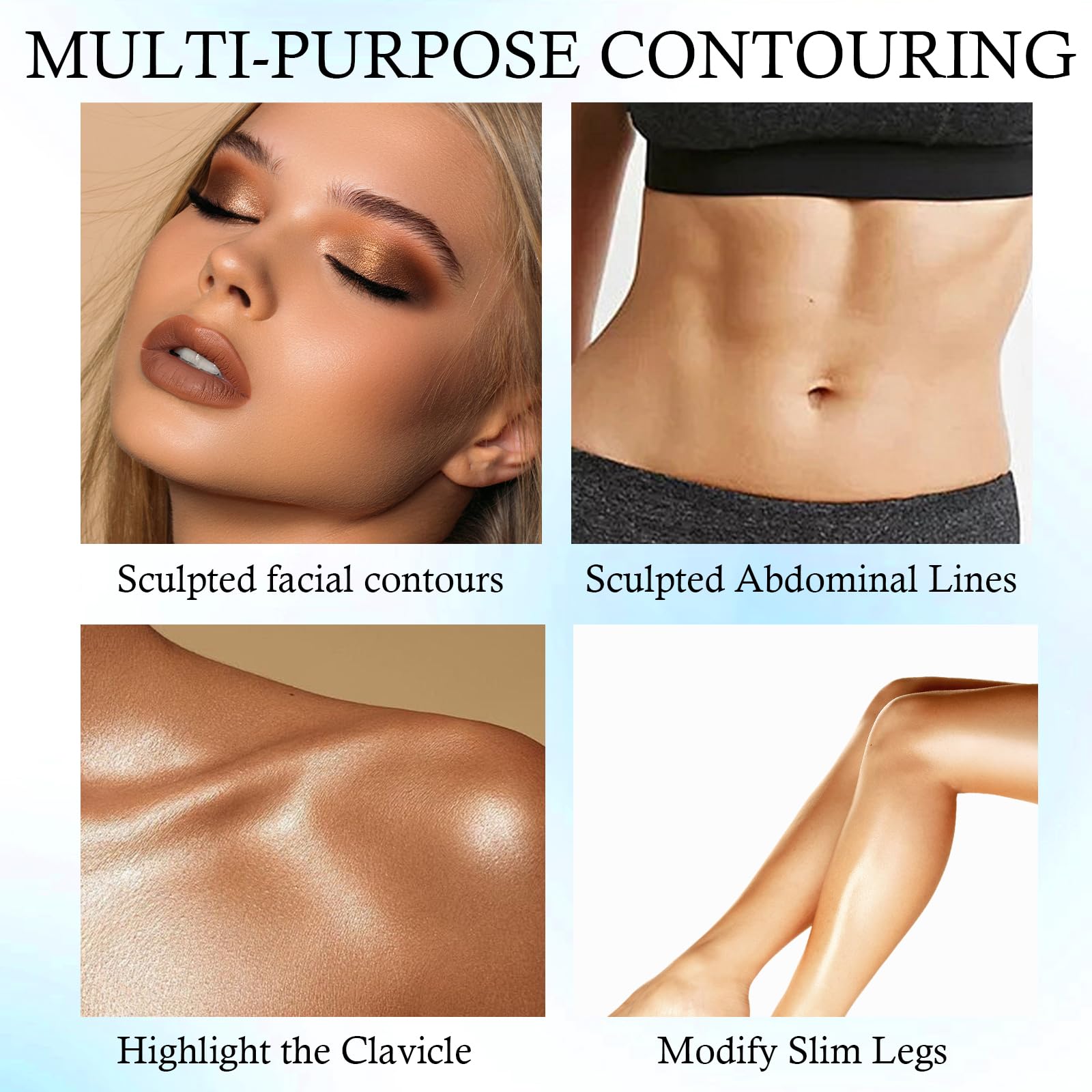 HOSAILY Dual Ended Cool Toned Contour&Champagne Shimmer Highlighter Stick, Cold Grey Creamy Long Lasting Bronzer&Brightener Pen, Blendable Smooth Nose Contouring Stick for Pale Fair Skin Facial Makeup