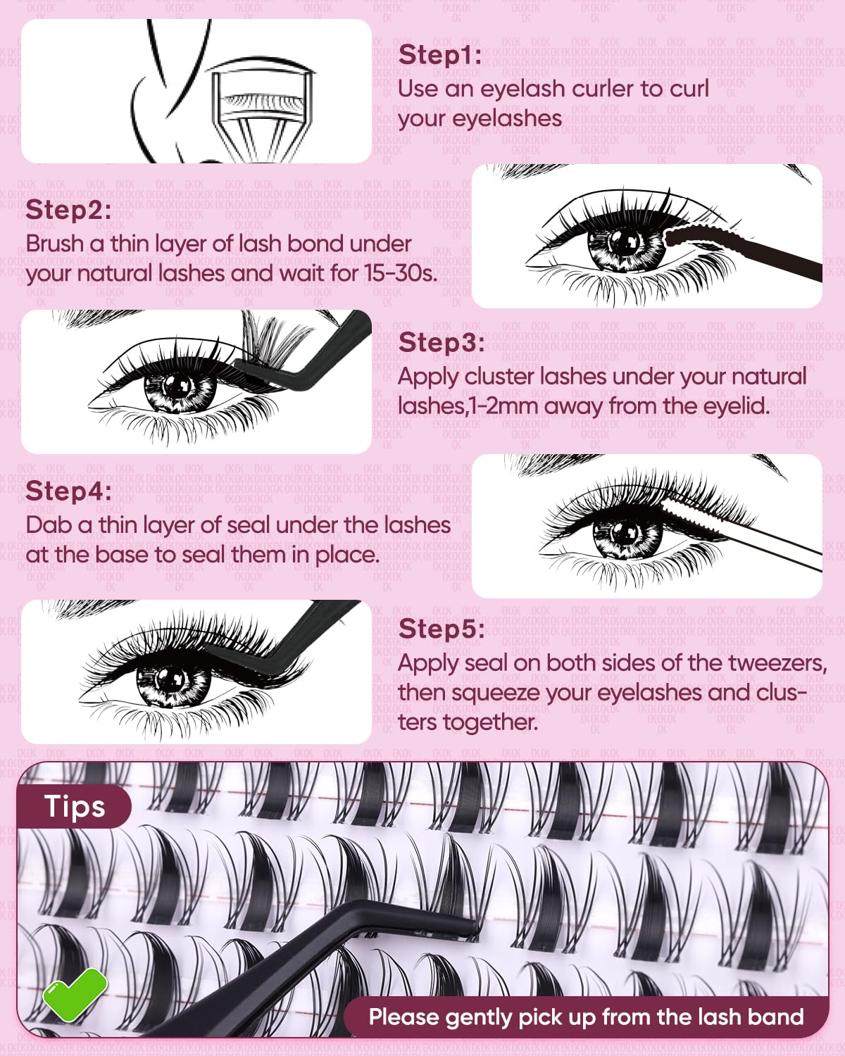 OKAYLOVE Manga Lash Clusters with Spikes, LIRA 8-18mm DIY Cluster Eyelash Extensions Kit, 140pcs CC Curl Clear Band Individual Lashes with Lash Bond and Seal, Remover, Lash Tweezers