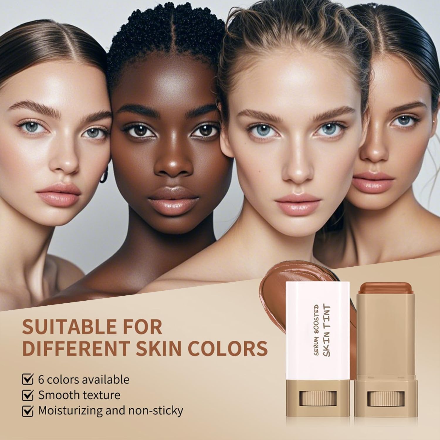 Beauty Balm Serum Boosted Skin Tint, Foundation Stick, Tinted Moisturizer, Concealer Stick for Foundation Makeup, Full Coverage Foundation, Contour Sticks for Face Makeup, Radiant & Dewy Finish (#03)