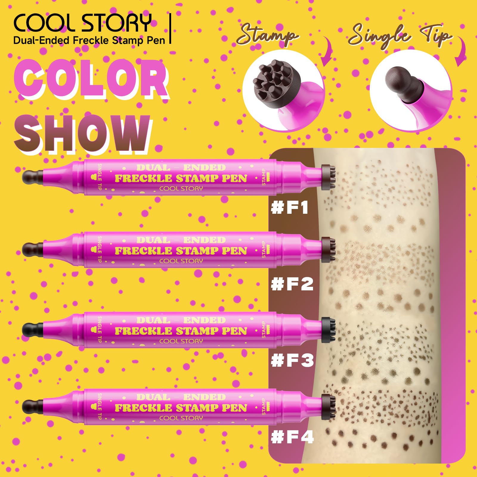 Beauty Glazed Dual-Ended Freckle Stamp Pen – Realistic Faux Freckles Makeup with Soft Sponge Stamp & Precision Tip – Waterproof Long-Lasting Freckle Marker for Natural or Bold Looks (02 Mousy Brown)