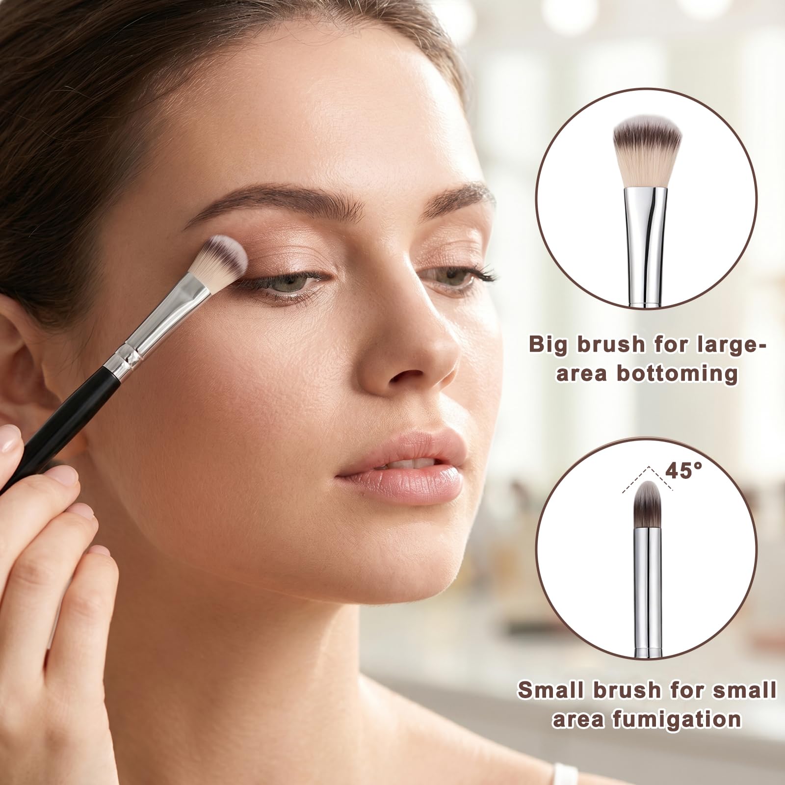 HJZHII 5 Pcs Eyeshadow Brush, Eye Makeup Brush Double Ended Eyeshadow Blending Brushes 2 in 1 Professional Blending Brushes for Concealer Eyebrows Eyeliner Makeup Tool