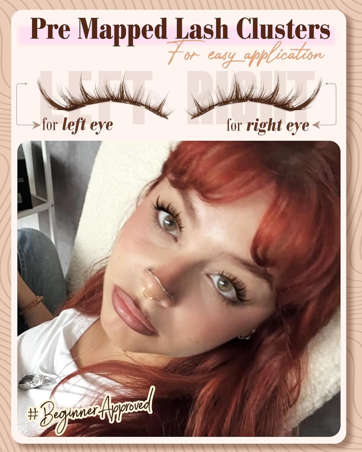 Cat Eye Lash Clusters Brown Eyelash Clusters Fox Eye Individual Lashes Extensions Spiky Cluster Eyelash Extensions Fairy Cluster Lashes Fluffy Anime DIY Lash Pack Pestañas Postizas (CC Curl, 96Pcs)