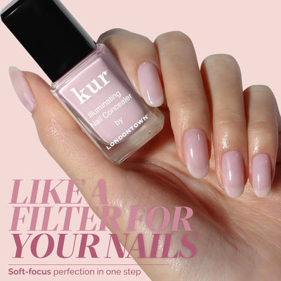 LONDONTOWN Pink Illuminating Nail Concealer, Sheer Brightening Nail Polish & Strengthener for Yellowing, Damaged or Discolored Nails, Natural Nail Perfector, Light Sheer Pink, 21+ Free, 0.4 Fl Oz